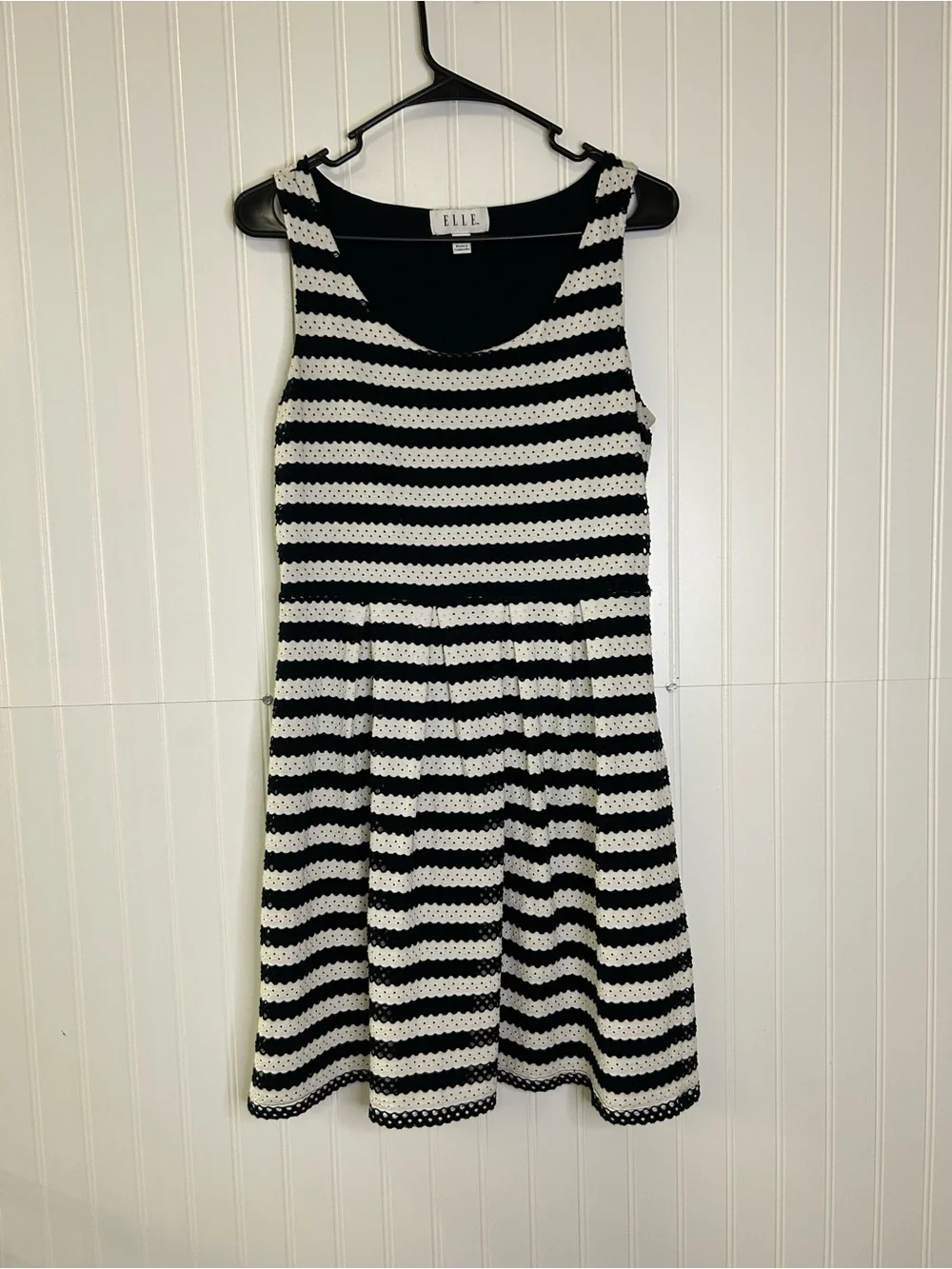 ELLE Black and White Striped Knit Dress Size 10